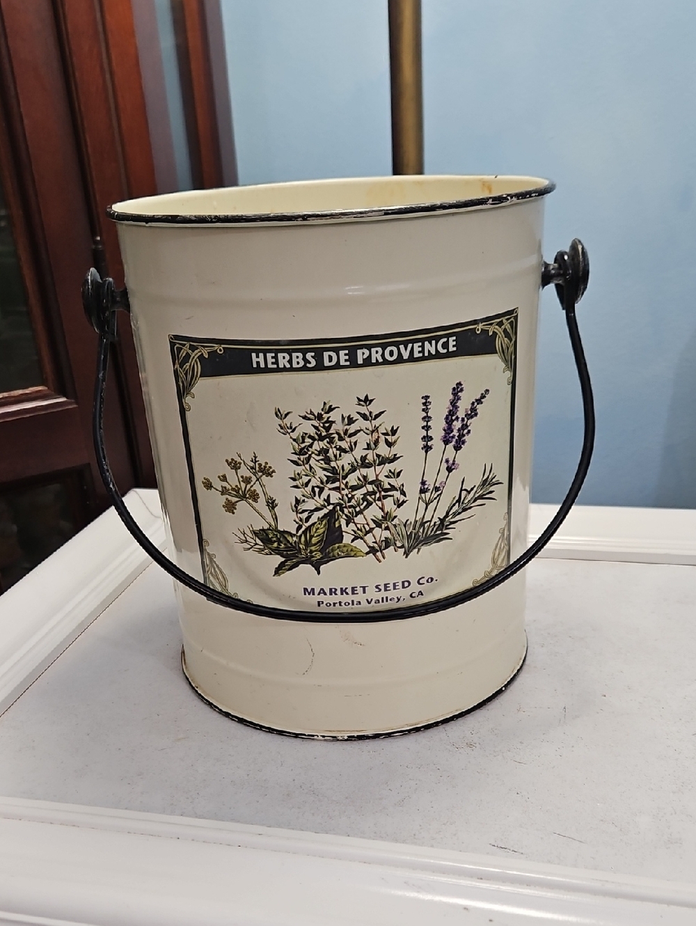 Herbs de Provence Cream Decorative Metal Pail Bucket